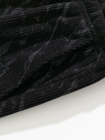 Calça de veludo cotelê com estampa marmorizada e perna reta