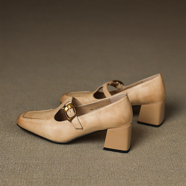 Marlowe Leather Mary Jane Heels