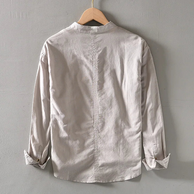 Caleb Linen Mandarin Shirt