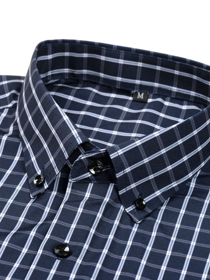 Camisa xadrez de algodão com poliéster e botões frontais