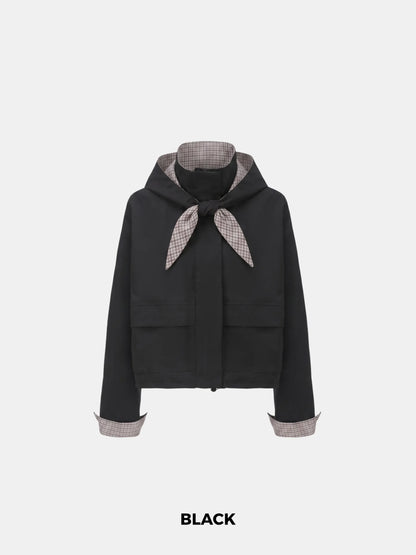 STM-TEX™ Funnel Collar Waterproof Bomber Jacket With Optional Hooded Scarf