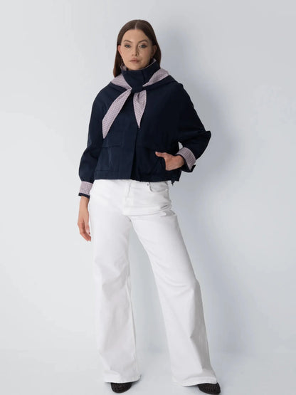 STM-TEX™ Funnel Collar Waterproof Bomber Jacket With Optional Hooded Scarf