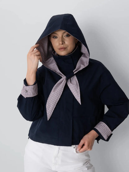 STM-TEX™ Funnel Collar Waterproof Bomber Jacket With Optional Hooded Scarf