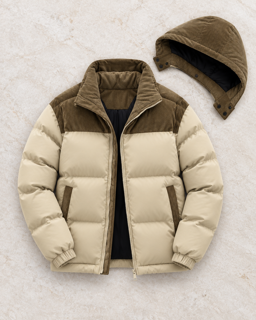 Harlow puffer khaki with detachable hood
