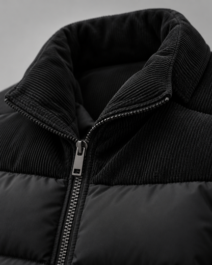 Harlow puffer corduroy collar detail