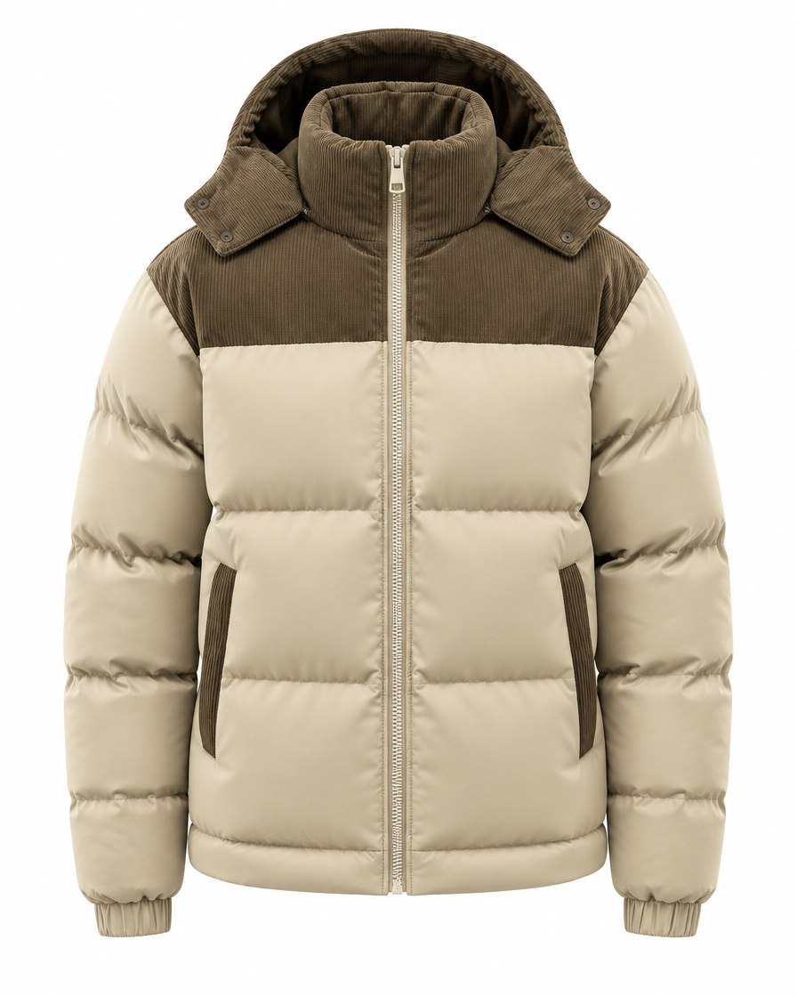 Harlow corduroy puffer jacket khaki