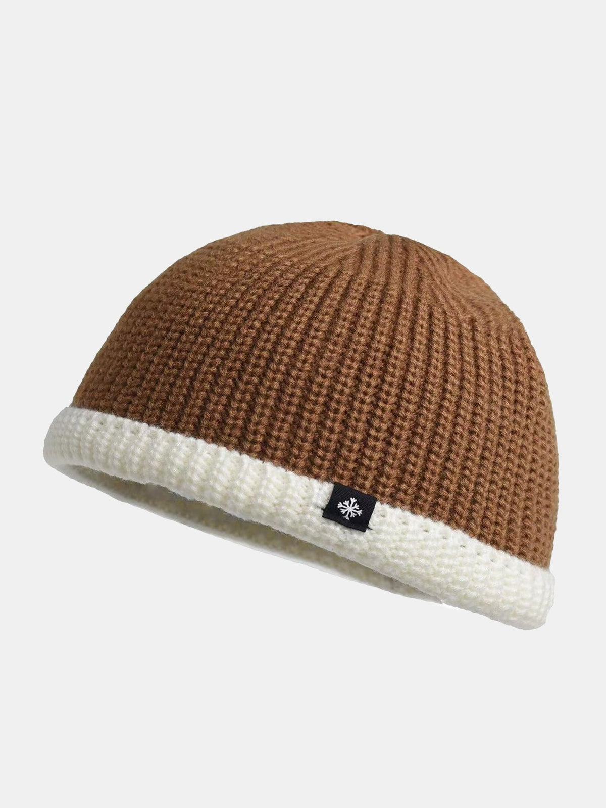 Colour Block Knit Cuffed Skull Cap Beanie