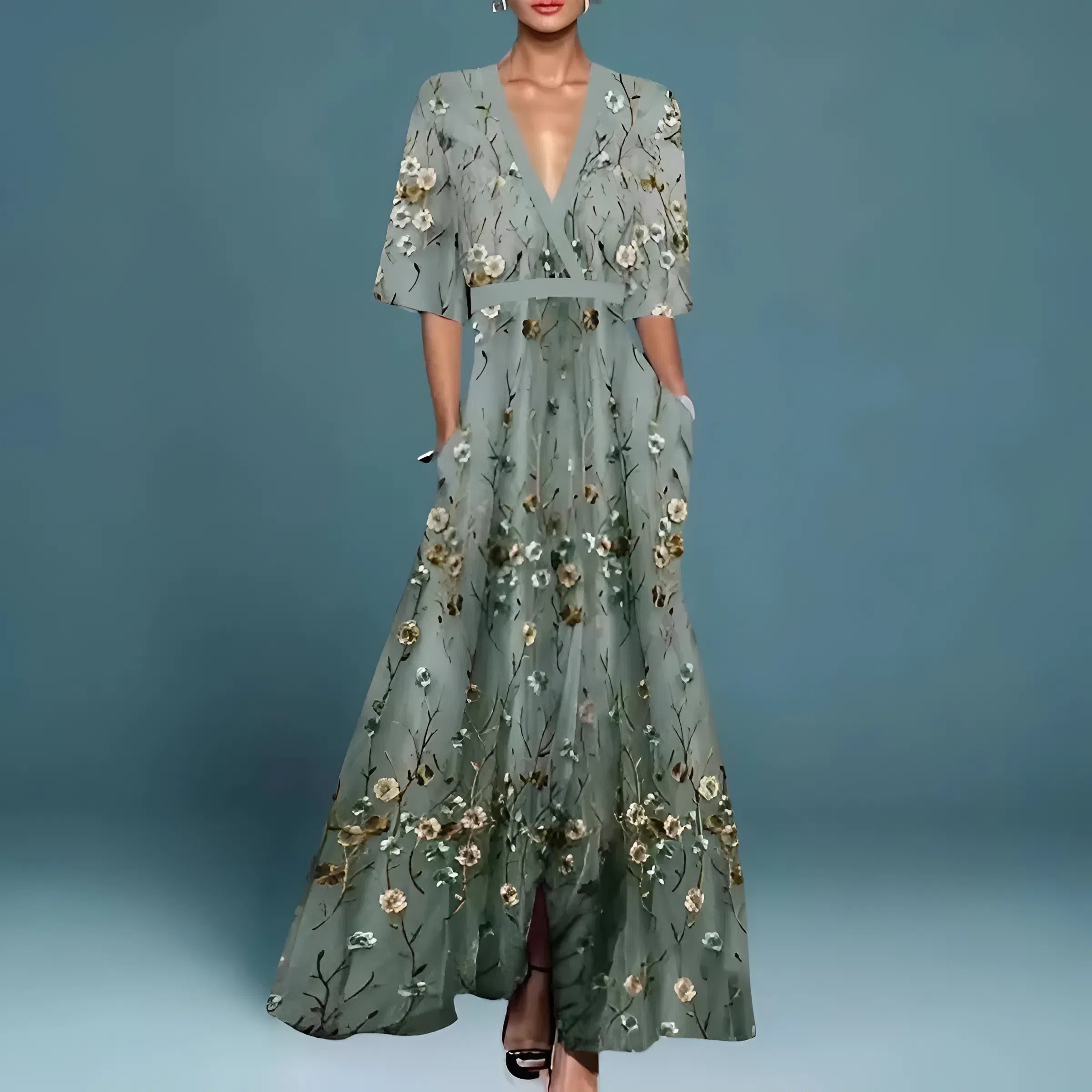 MOREAU LYON | ROBE FLORALE COL V POUR FEMMES
