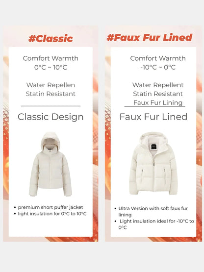 OlympLondon™ Classic Short Detachable Hooded Puffer Jacket