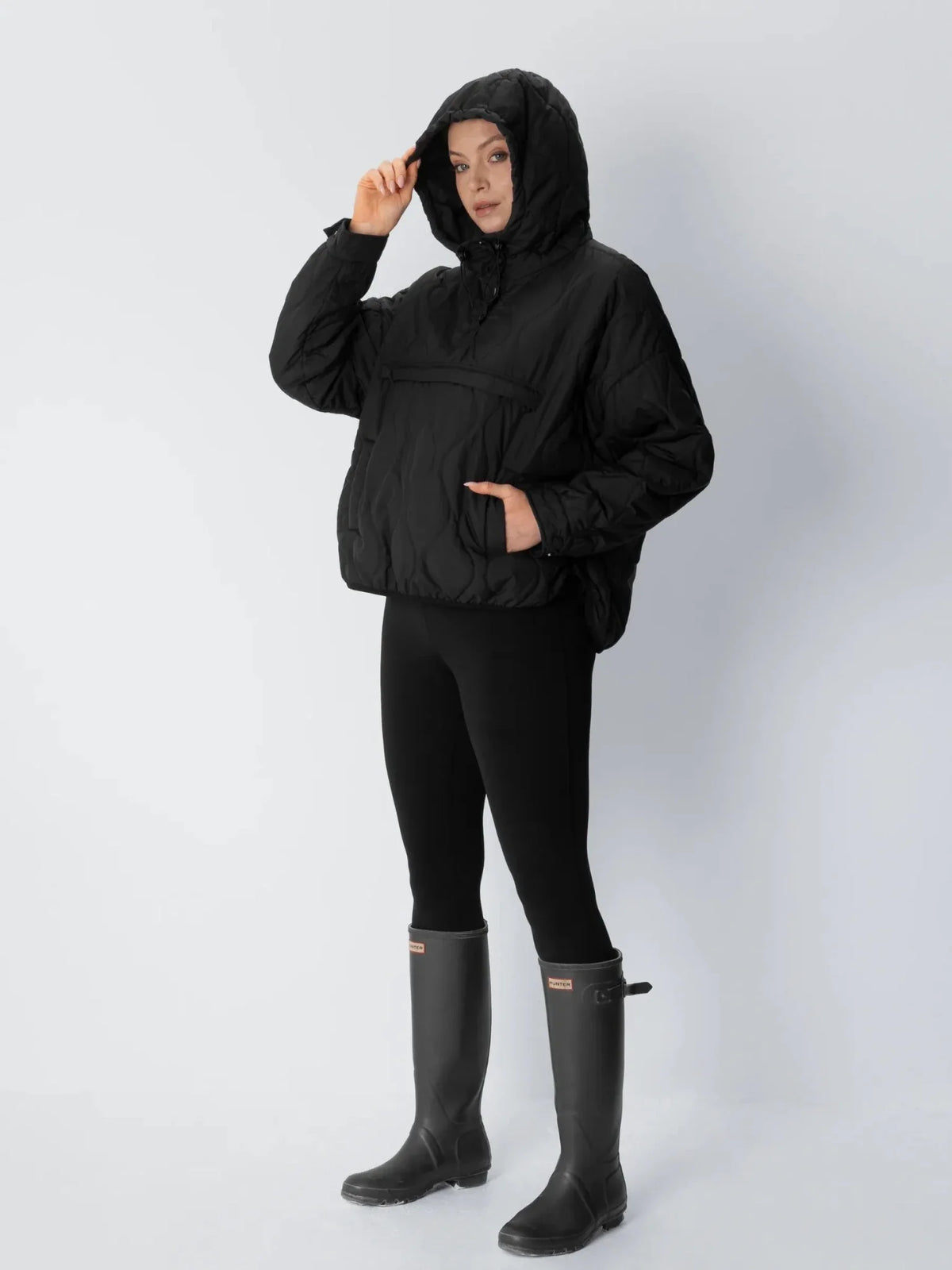 OlympLondon™ Kangaroo Pocket Packable Quilted Puffer Hoodie