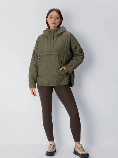 OlympLondon™ Kangaroo Pocket Packable Quilted Puffer Hoodie