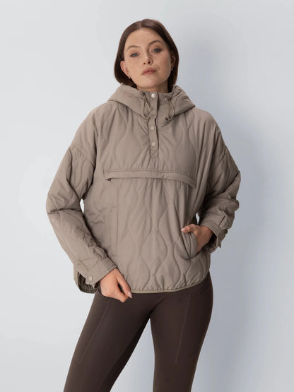 OlympLondon™ Kangaroo Pocket Packable Quilted Puffer Hoodie