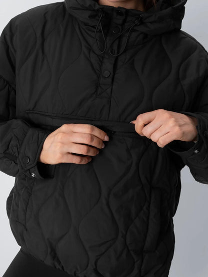 OlympLondon™ Kangaroo Pocket Packable Quilted Puffer Hoodie