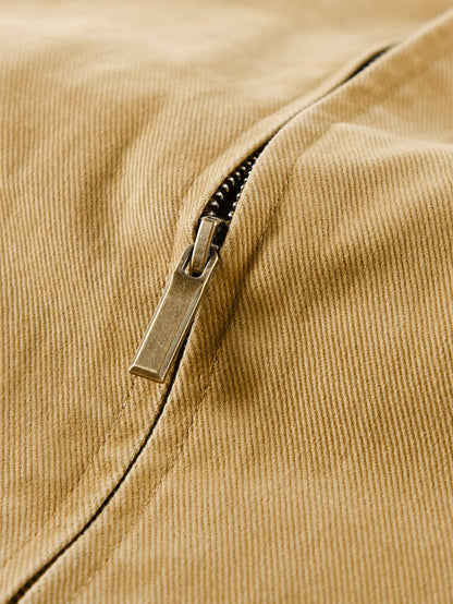 Washed Corduroy Collar Zip Jacket