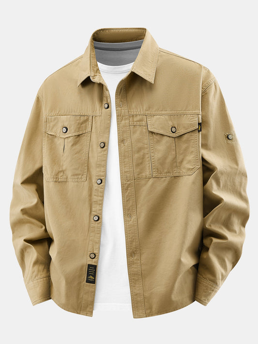 Sobrecamisa utilitária de sarja com bolsos
