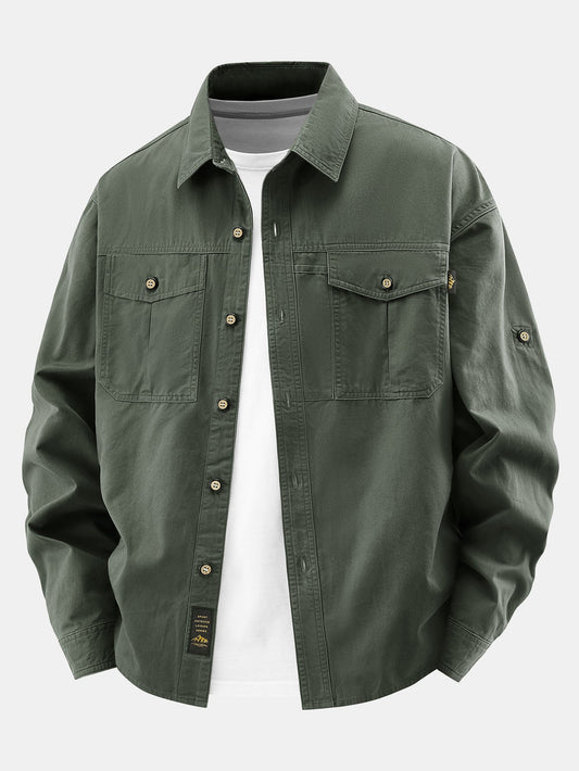 Sobrecamisa utilitária de sarja com bolsos