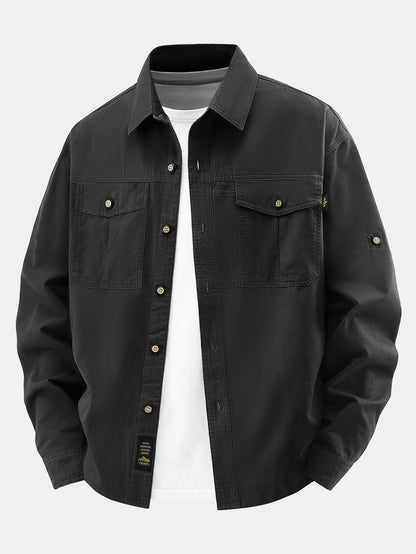 Sobrecamisa utilitária de sarja com bolsos